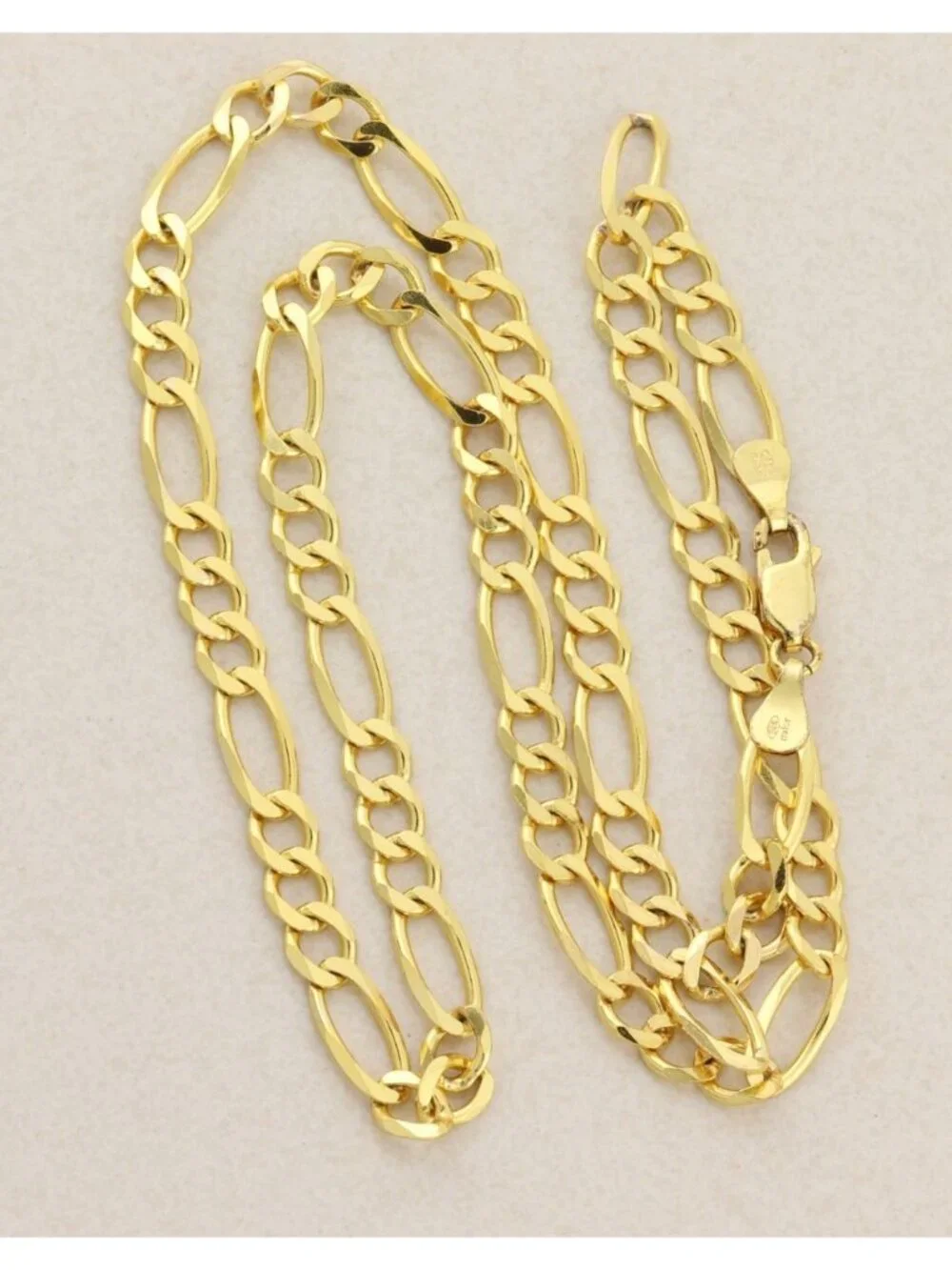 18k Yellow Gold Over Sterling Silver Figaro Link Chain Necklace 20